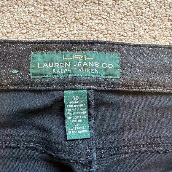 Lauren Jeans Co by Ralph Lauren Jeans Women's Size 10 Black with Gold Dust - Picture 5 of 11